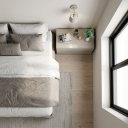 Ver imagem 4 de Mesa de Cabeceira Suspenso de Parede Eros 60cm Off White MDF 2 Gavetas