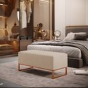 Ver imagem 2 de Kit 02 Puffs Decorativo Sala De Estar Cléo 90cm W01 Base Ferro Cobre Linho Bege Escuro - Lyam Decor