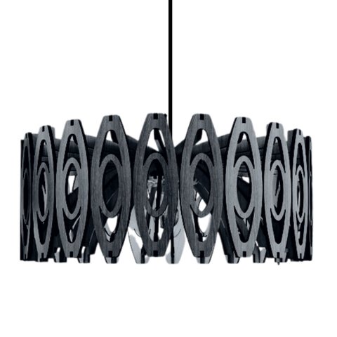Luminária Teto tipo Pendente TOPÁZIO MDF - Completa - 02 bolas - Cor: Preta
