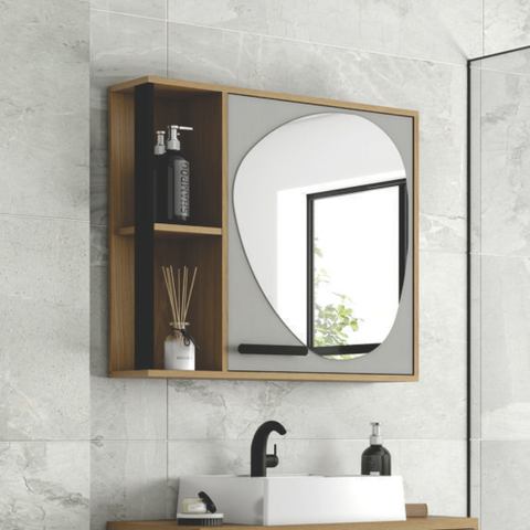 Armário Espelheira Banheiro Valença 79cm 1 Porta 1 Nicho