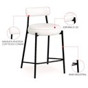 Ver imagem 3 de Banqueta Cozinha Alta com Encosto Industrial Preto Kit 2 Londres Pu Branco D03 - D'rossi