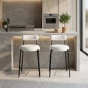 Ver imagem 1 de Banqueta Cozinha Alta com Encosto Industrial Preto Kit 2 Londres PU Branco D03 - D’Rossi