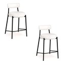 Ver imagem 2 de Banqueta Cozinha Alta com Encosto Industrial Preto Kit 2 Londres Pu Branco D03 - D'rossi