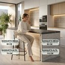 Ver imagem 4 de Banqueta Cozinha Alta com Encosto Industrial Preto Kit 2 Londres PU Branco D03 - D’Rossi