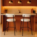 Ver imagem 1 de Banqueta Cozinha Alta com Encosto Industrial Preto Kit 2 Londres Pu Branco D03 - D'rossi