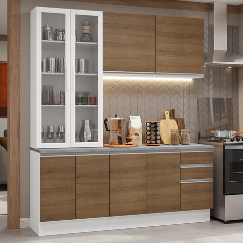 Armário de Cozinha Completa 190cm Glamy Madesa Branco Rustic