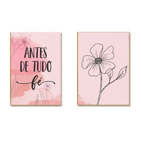 Kit 02 Placas Mdf Antes de Tudo Fé Decoração Parede 28,7x22