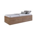 Ver imagem 5 de Kit Conjunto Quarto Cama Solteiro 80 4 Portas Mesa de Cabeceira Guarda Roupa Espelho Marrom Madeira