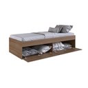 Ver imagem 2 de Kit Conjunto Quarto Cama Solteiro 80 4 Portas Mesa de Cabeceira Guarda Roupa Espelho Marrom Madeira