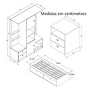 Ver imagem 4 de Kit Conjunto Quarto Cama Solteiro 80 4 Portas Mesa de Cabeceira Guarda Roupa Espelho Marrom Madeira