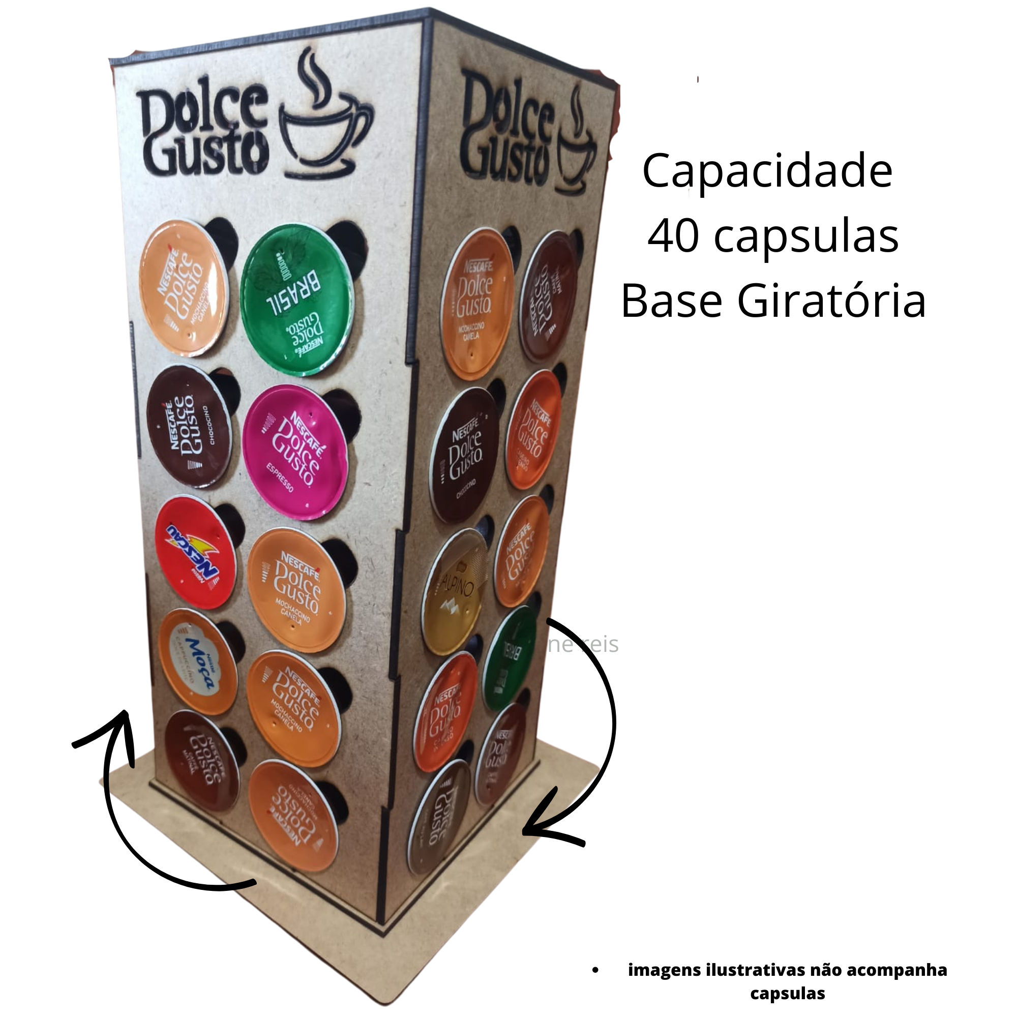 Porta Capsula Dolce Gusto 32 Capsulas de Café Preto Giratorio - Make Laser