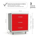 Ver imagem 2 de Gaveteiro de Aço 3 Gavetas com Rodízios Chave Preto para Escritório Vermelho/Cinza