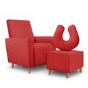 Ver imagem 1 de Kit Amamentação Poltrona + Puff + Almofada Julia Suede Vermelho Inova Decorações