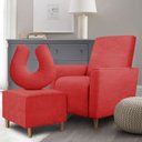 Ver imagem 4 de Kit Amamentação Poltrona + Puff + Almofada Julia Suede Vermelho Inova Decorações