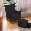 Ver imagem 2 de Poltrona de Amamentação com Balanço Mavie L02 Suede Preto - Lyam Decor