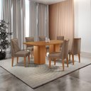 Ver imagem 1 de Mesa de Jantar Eloise Tampo Laminado com 6 Cadeiras Isadora Veludo Capuccino Naturale
