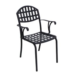 Cadeira de Jantar Varanda e Área Externa em Alumínio Modelo Verão Cor Preto - 1