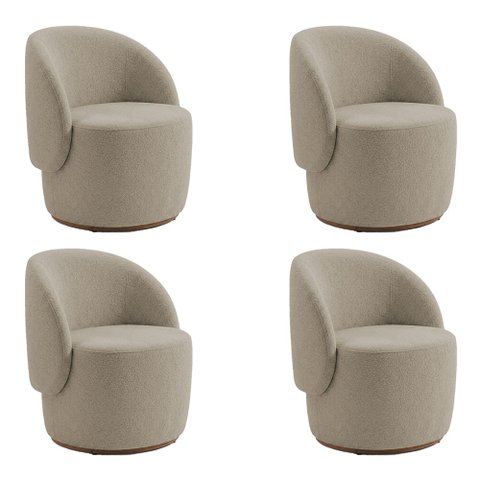 Kit 4 Poltronas Decorativa Premium Orgânica Ideal para Recepção e Clinicas em Bouclê Italiano Bege