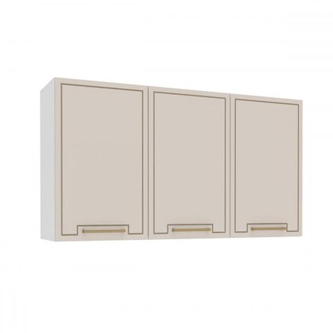 Armário Aéreo Cozinha 120 Cm Amara 3 Portas Branco/creme - Politorno