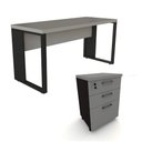 Ver imagem 1 de Escrivaninha com Gaveteiro F5 Office 3 Gavetas MDP 150cm Cinza Sagrado com Preto F5 Office