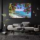Ver imagem 2 de Quadro Decorativo Flores e Barco Beira Mar Moderno Sem Moldura e Sem Vidro 60X90