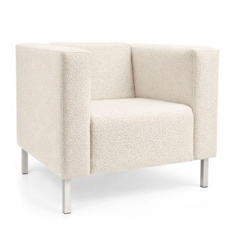 Poltrona Decorativa Perola Kubo Bouclé Off White - Sallar Home
