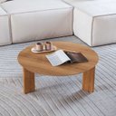 Ver imagem 1 de Mesa de Centro Redonda Orgânica Chanfrada Artesano 80 Cm (larg) Mdp Hanover (mel) Pés Madeira Maci