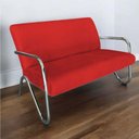 Ver imagem 5 de Namoradeira Decorativa Bela Suede Vermelho Braço Cromado