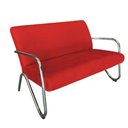 Ver imagem 1 de Namoradeira Decorativa Bela Suede Vermelho Braço Cromado