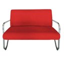 Ver imagem 3 de Namoradeira Decorativa Bela Suede Vermelho Braço Cromado