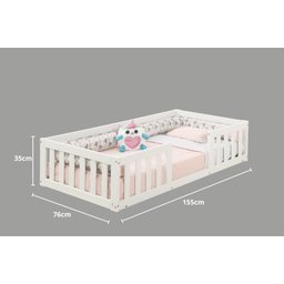 Cama Infantil Montessoriano Casinha com Grade Bia (colorido) Com Colchão - 3