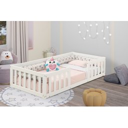 Cama Infantil Montessoriano Casinha com Grade Bia (colorido) Com Colchão - 1