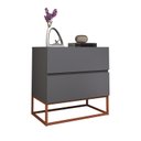 Ver imagem 1 de Mesa de Cabeceira para Quarto Apoio de Cama Cinza Fosco Eros 45 Estilo Industrial Base Metal Cobre