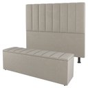 Ver imagem 1 de Kit Cabeceira e Baú Cama Box Casal Cora 140cm Suede Bege - Desk Design
