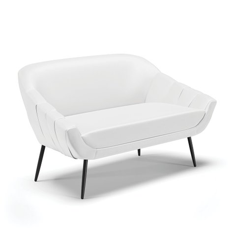 Namoradeira Giovana 02 Lugares Corino Pés Palito de Ferro - D’Rossi - Branco
