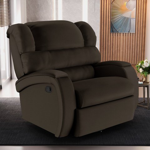 Poltrona do Papai Sala de Cinema Reclinável Kylie Glider Manual Giratória Massagem USB PU Marrom G23