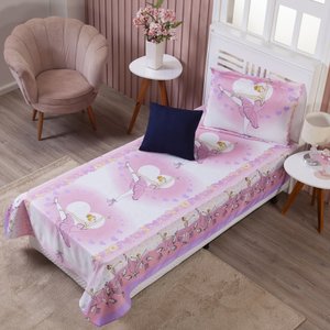 Colcha Cobre Leito Solteiro Infantil Menina Desenho Animado Bailarina + Capa de Almofada