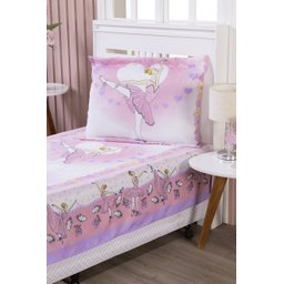 Colcha Cobre Leito Solteiro Infantil Menina Desenho Animado Bailarina + Capa de Almofada - 2