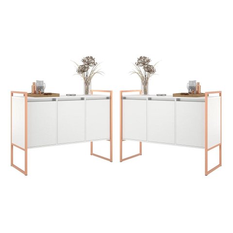 Armario Industrial 3 Portas Balso Conjunto 2 Peças - Branco Cobre