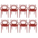 Ver imagem 1 de Conjunto 8 Cadeiras Allegra Vermelho Falu em Polipropileno para Sala de Jantar e Área Externa