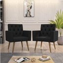 Ver imagem 2 de Kit 2 Poltronas Capitonê Sala Escritório Consultório Preto