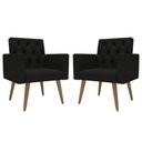 Ver imagem 1 de Kit 2 Poltronas Capitonê Sala Escritório Consultório Preto