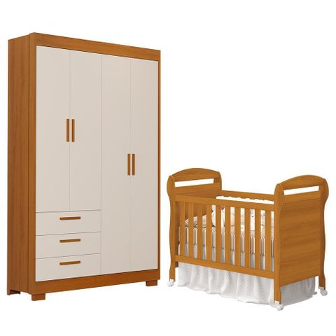 Jogo de Quarto Infantil Guarda Roupa Zaki e Berço Mini Cama Danny Areia Fosco/savana - Reller Mó