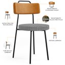 Ver imagem 4 de Kit 04 Cadeiras Decorativa Estofada Sala Jantar Barcelona L02 Couríssimo Whisky Pied Poule - Lyam Ly