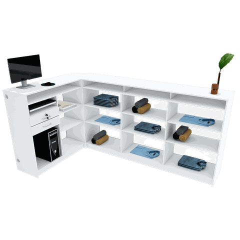 BALCÃO CAIXA VITRINE TAMPO DE MDF M347.B (CAIXA, LOJA) MUNDI MOVEIS