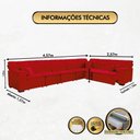 Ver imagem 5 de Sofá Magno 4.57x2.57m de Canto, Retrátil e Reclinável - Vermelho