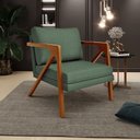 Ver imagem 2 de Poltrona Decorativa Madeira Maciça Luxo Mona Linho Verde - Zahav Estofados