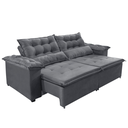 Ver imagem 1 de Sofá Top Veneza 210 cm Retrátil com Molas Veludo Light Cinza - Sofá na Web