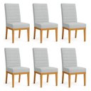 Ver imagem 1 de Kit 6 Cadeiras de Jantar Solana Suede Base de Madeira - Pallazio Cor Cinza