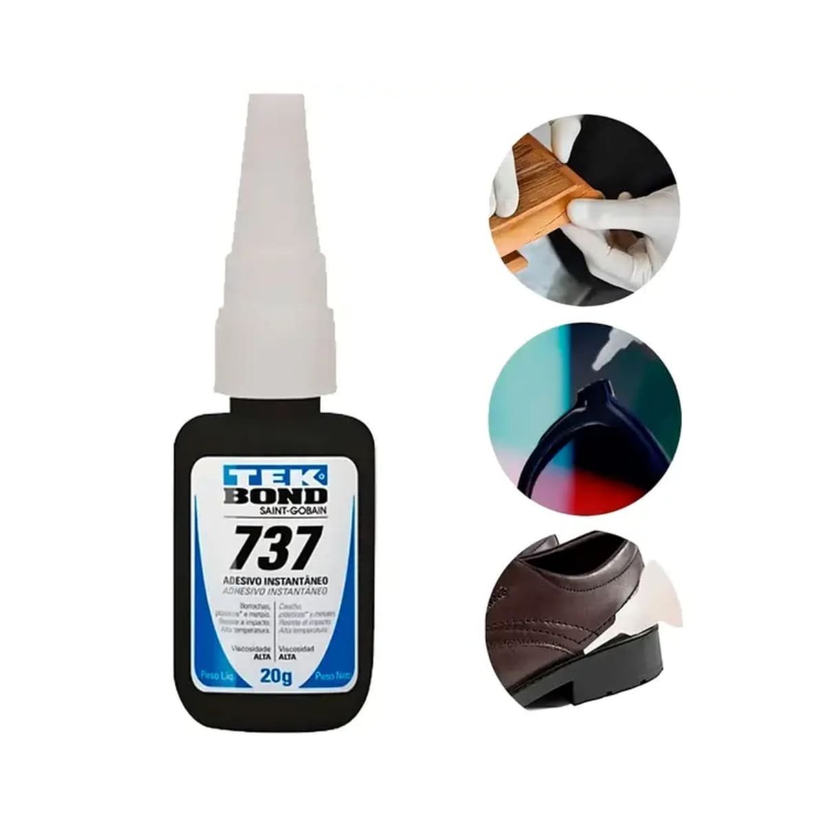 Kit 10 Super Colas Alta Viscosidade Borracha 737 Tekbond 20g ...